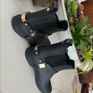 Karl Lagerfeld Black Boots with Gold Accents